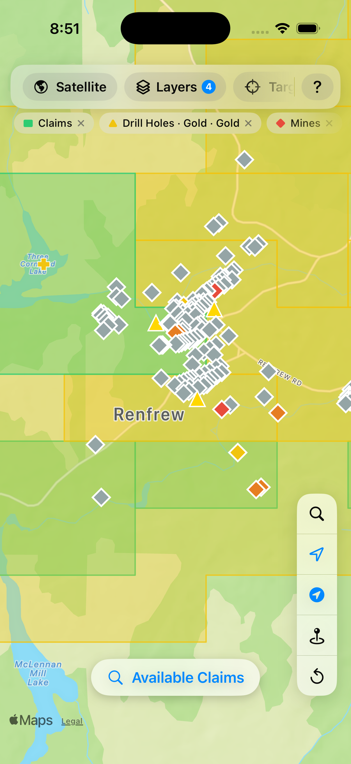 Nova Prospector map with multiple geoscience layers